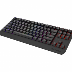 Tastatura gaming mecanica wireless Genesis Thor 230 TKL, iluminare RGB, swtich-uri Red, 87 taste, 11 butoane multimedia, negru