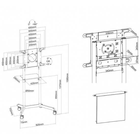 Stand mobil de podea, Neomounts by Newstar NS-M1250BLACK, 37