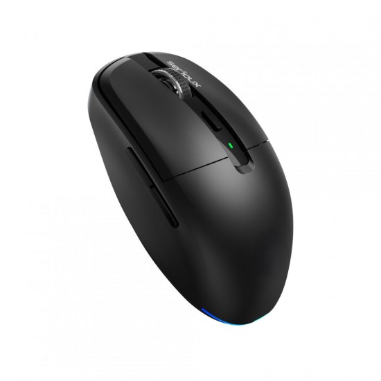 Mouse wireless AirFlow 2.4G+BT cu mod dual, cu receptor dual USB-A +USB-C; LED frontal  Mod: 2.4G + Bluetooth  Număr cheie: 6  Material: ABS  Culoare: Negru complet  DPI: 800-1200-1600  Comutator: Clic silențios pentru butonul L-R  Interfață: Receptor dua