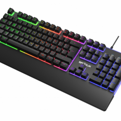 Tastatura gaming cu fir iluminata Serioux Nexor, interfata USB, numar de taste: 104, material ABS, anti-ghosting: 19 taste, lungime cablu 1.5m PVC, dimensiuni (LxAxH): 435.74 × 178.54 × 33.62 mm, negru