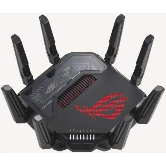 Router Asus Quad-Band ROG Rapture GT-BE98, WIFI-7, Standarde wireless: WiFi 6 (802.11ax), WiFi 7 (802.11be), IEEE 802.11a, IEEE 802.11b, IEEE 802.11g, IEEE 802.11n, IEEE 802.11ac, IPv4, IPv6, Segment Produs: BE25000, Viteza wireless: 1376+5764+5764+11529 