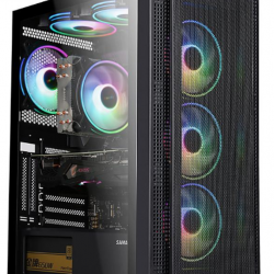 Carcasa gaming Serioux Quantum, fara sursa, tip middle tower, capac superior cu filtru magnetic de praf, panoul lateral: sticla securizata, sasiu: SPCC 0.6T, USB2.0x2+HD Audio, USB 3.0 x1, porturi rezervate pentru ventilator:, față: 3 x ventilatoare fixe 