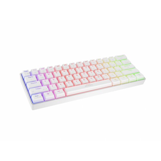Tastatura gaming mecanica wireless Genesis Thor 660 G2 60% , iluminare RGB, switch Tactile, switch model Gateron Brown, numar taste 61, 13 butoane multimedia, lungime cablu 1.5m, dimensiuni 293 x 102 x 39 mm, alb