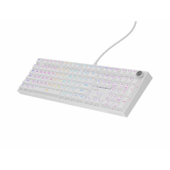Tastatura gaming mecanica cu fir Genesis Thor 404, iluminare RGB, 107 taste, 11 butoane multimedia, alb
