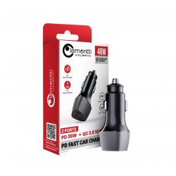 Incarcator auto Lemontti Auto Super Fast Charge 48W 2 porturi PD Type-C 30W + USB-A QC 3.0 Negru