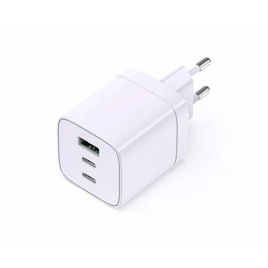 Incarcator cu USB-C-2+USB-A 65W  •Alimentator/incarcator cu USB •Ieșire USB-C: C1 și C2: 5V/3A, 9V/3A, 12V/3A, 15V/3A, 20V/3,25A (65W) PPS: 5-11V/5A (55W) A1: 5V/4,5A, 9V/3A, 12V/2,5A, 20V/1,5A(30W) C1+C2: 45W+20W (max. 65W) C1+A1: 45W+18W (max. 63W ) C2+