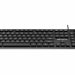 Tastatura Serioux cu fir, interfata USB, 104 taste, material ABS, US Layout, lungime cablu 1.5m PVC, dimensiuni 429*128*20mm; 416g, negru