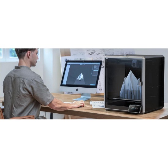 Imprimanta 3D Creality K1 MAX, Tehnologie FDM, viteza printare 600mm/s, Precizie 100 +/-0.1mm, Diametru filament: 1.75mm, tip filament compatibil: ABS/PLA/PETG/PET/TPU/PA/ABS/ASA/PC/PLA-CF/PA-CF/PET-CF, Transfer fisier: USB drive,WIFI temperatura duza:300