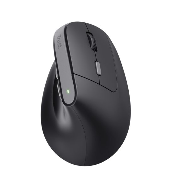 Mouse ergonomic fara fir Trust Bayo II, rezolutie maxima 2400 DPI, 6 butoane, interfata USB-C,  2.4GHz, negru