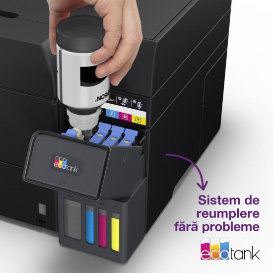 Multifunctional inkjet color Epson EcoTank CISS L6390, dimensiune A4 (Printare,Copiere, Scanare, Fax), printare borderless, viteza 35ppm alb-negru, 23ppm color, rezolutie 4800x1200 dpi, alimentare hartie 250 coli,ADF 30 coli, duplex automat ,scanner CIS r