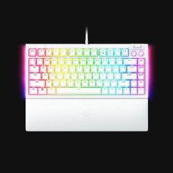 Tastatura mecanica gaming BlackWidow V4 75%, taste ABS, layout US, iluminare RGB, cu 6 butoane customizabile, suport pentru incheietura magnetic, alb