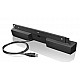 Lenovo USB Soundbar, Compatible with most Lenovo ThinkVision monitors Dual Speaker support with 1.25+1.25 total watts of output Audio volume controlled directly from the soundbar, Volume+ / volume- / mute button, Audio is linked to PC audio control, Integ