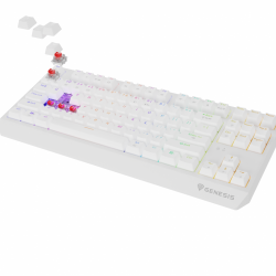 Tastatura gaming mecanica wireless Genesis Thor 230 TKL, iluminare RGB, 87 taste, 11 butoane multimedia, alb