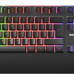 Tastatura gaming cu fir iluminata Serioux Nexor, interfata USB, numar de taste: 104, material ABS, anti-ghosting: 19 taste, lungime cablu 1.5m PVC, dimensiuni (LxAxH): 435.74 × 178.54 × 33.62 mm, negru