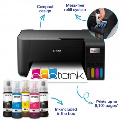 Multifunctional inkjet color Epson EcoTank CISS L3270, dimensiune A4 (Printare,Copiere, Scanare), printare borderless, viteza 33ppm alb- negru, 15ppm color, rezolutie 5760x1440 dpi, alimentare hartie 100 coli, scanner CIS rezolutie 1.200  x 2.400 DPI, int