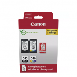 Canon pachet cartuse cearneala PG-545/CL-546 PHOTO VALUE PACK, capacitate negru: 180 pagini/8ml, Color: 180 pagini / 8ml, Compatibil cu: PIXMA 2550S, PIXMA IP2850, PIXMA MG2450, PIXMA MG2550, PIXMA MG2950, PIXMA MG3050, PIXMA MG3051, PIXMA MG3052, PIXMA M