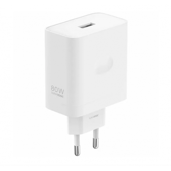 Incarcator retea Realme SuperVooc 80W, Fast Charging, USB-A, Alb