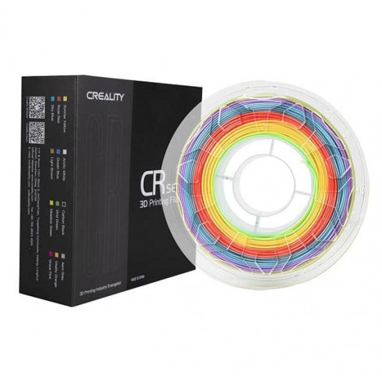 CREALITY CR PLA 3D Printer Filament, Rainbow, 1KG, Printing temperature: 190-220, Filament diameter: 1.75mm, Tensile strength: 60MPa, Size of filament wheel: Diameter 200mm, height 66mm, hole diameter 56mm. Utilizare: pana la 6 luni de la deschiderea amba