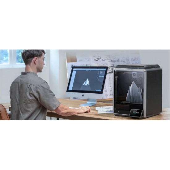 Imprimanta 3D Creality K1, Tehnologie FDM, viteza printare 600mm/s, Precizie 100 +/-0.1mm, Diametru filament: 1.75mm, tip filament compatibil: ABS/PLA/PETG/PET/TPU/PA/ABS/ASA/PC/PLA-CF/PA-CF/PET-CF, Transfer fisier: USB drive,WIFI temperatura duza:300 C, 