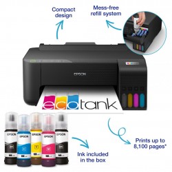 Imprimanta inkjet color CISS Epson L1270, dimensiune A4, viteza max 33ppm alb-negru, 15ppm color, rezolutie printer 5.760 x 1.440 DPI, alimentare hartie 100 coli, imprimare fara margini, interfata: USB 2.0, WI-FI, WI-FI Direct consumabile: 103 ecotank Bla