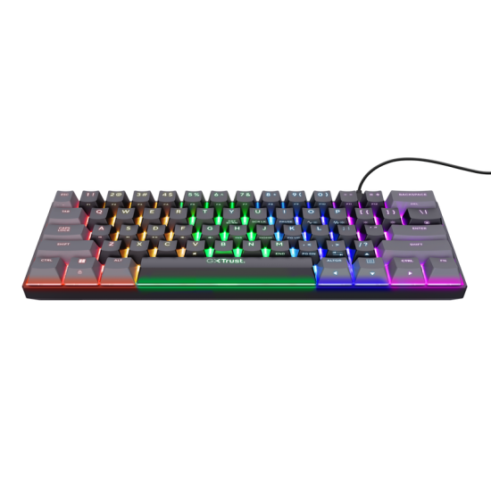 Tastatura mecanica cu fir Trust GXT 867 Acira, USB 2.0. nr taste 61, swtich linear, negru