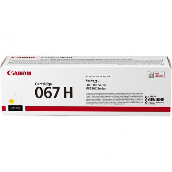 Toner Canon CRG067HY, Galben, capacitate 2350 pagini, pentru LBP-631 / LBP-631-cw / LBP-633 / LBP-633cdw / CRG-067Y / CRG067Y / MF-651 / MF- 651cw / MF-655 / MF-655cdw / MF-657 / MF-657cdw.