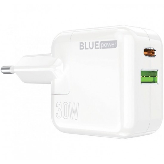 Incarcator retea BLUE Power BC111A 30W/3A  1xUSB-A & 1xUSB-C White