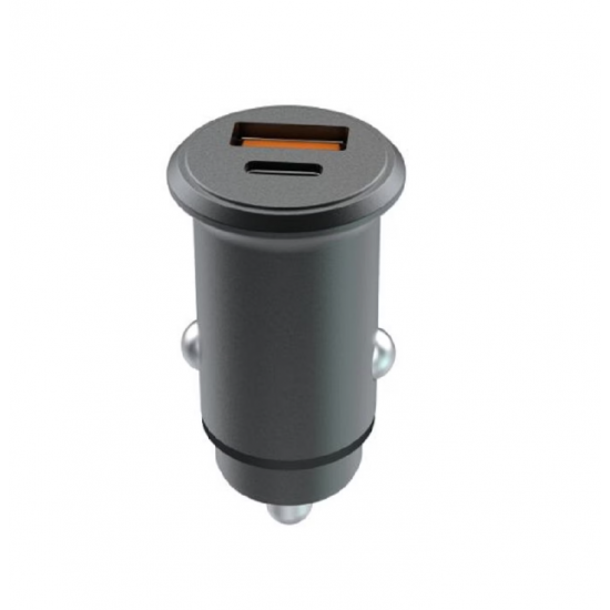 Incarcator auto Lemontti Super Fast Charge 65W 2 porturi PD Type-C 65W + USB-A QC 3.0, Negru
