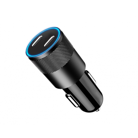 Incarcator auto Lemontti fast Charge Type-C PD,60W, USB-C 30W, USB-C 30W, incarcare rapida pe ambele porturi, intrare: DC 12V-24V, iesire: C1 5V/3A, 9V/3A, 12V/2.5A, iesire: C2  5V/3A, 9V/3A, 12V/2.5ANegru