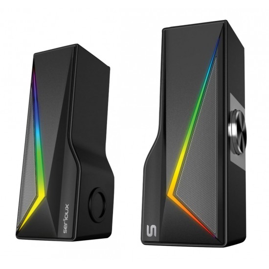 Boxe gaming 2.0 Blys RGB,  functie Dual Mode Bluetooth , putere: 3W x 2, impedanță: 4Ω, frecvență: 200Hz - 16KHz, sensibilitate: 650mv±50mv, alimentare: DC5V / 1A, S/N:≥85dB, dimensiunea driverului: 2 inch x 2, Conexiune: 3.5mm jack TRS, RGB : 6 moduri de
