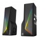 Boxe gaming 2.0 Blys RGB,  functie Dual Mode Bluetooth , putere: 3W x 2, impedanță: 4Ω, frecvență: 200Hz - 16KHz, sensibilitate: 650mv±50mv, alimentare: DC5V / 1A, S/N:≥85dB, dimensiunea driverului: 2 inch x 2, Conexiune: 3.5mm jack TRS, RGB : 6 moduri de