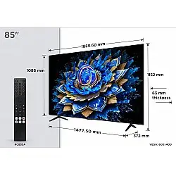 Televizor TCL QLED 85T69C, 215 cm, Smart Google TV, 4K