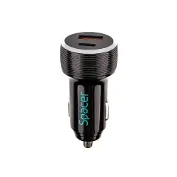 Alim. auto Spacer USB-A&C 17W negru