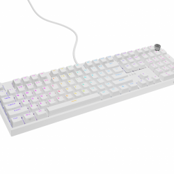 Tastatura gaming mecanica cu fir Genesis Thor 404, iluminare RGB, 107 taste, 11 butoane multimedia, alb