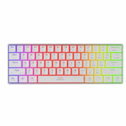 Tastatura gaming mecanica wireless Genesis Thor 660 G2 60%, iluminare RGB, switch Linear, switch model Gateron Red, numar taste 61, 13 butoane multimedia, lungime cablu 1.5m, dimensiuni 293 x 102 x 39 mm, alb