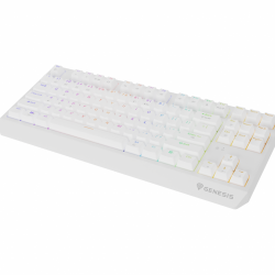 Tastatura gaming mecanica wireless Genesis Thor 230 TKL, iluminare RGB, 87 taste, 11 butoane multimedia, alb