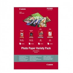 Hartie foto Canon VP-101S Variety Pack, dimensiune 10x15cm, greutate 200g/m2, 20 coli, 5 High gloss, 5 semi gloss, 5 matte, 5 glossy.