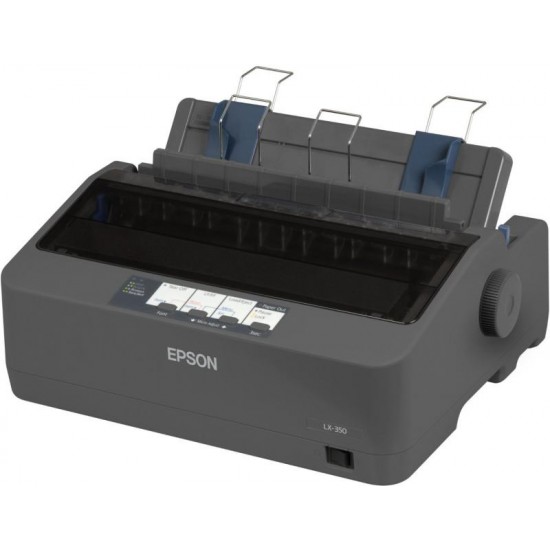Imprimanta matriceala mono Epson LX-350, dimensiune A4, numar ace: 9 pini, viteza 15cpi, rezolutie 240x144dpi, memorie 128KB, limbaje de printare IBM PPDS, ESC/P, interfata USB 2.0, Bidirectional parallel, RS- 232, ribbon inclus, consumabile: S015637, S01