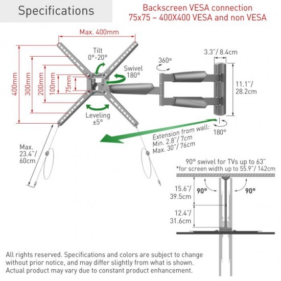 Suport TV perete pentru exterior Barkan 4move OD XLong, pentru display-uri cu diagonala 13