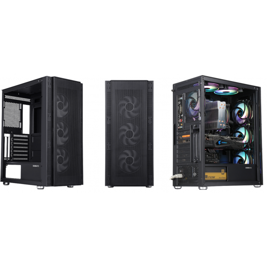 Carcasa gaming Serioux Quantum, fara sursa, tip middle tower, capac superior cu filtru magnetic de praf, panoul lateral: sticla securizata, sasiu: SPCC 0.6T, USB2.0x2+HD Audio, USB 3.0 x1, porturi rezervate pentru ventilator:, față: 3 x ventilatoare fixe Carcasa gaming Serioux Quantum, fara sursa, tip middle tower, capac superior cu filtru magnetic de praf, panoul lateral: sticla securizata, sasiu: SPCC 0.6T, USB2.0x2+HD Audio, USB 3.0 x1, porturi rezervate pentru ventilator:, față: 3 x ventilatoare fixe