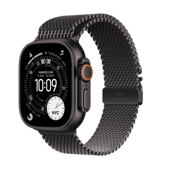 Apple Watch Ultra 3 GPS + Cellular 49mm Black Titanium Case with Black Titanium Milanese Loop - Medium
