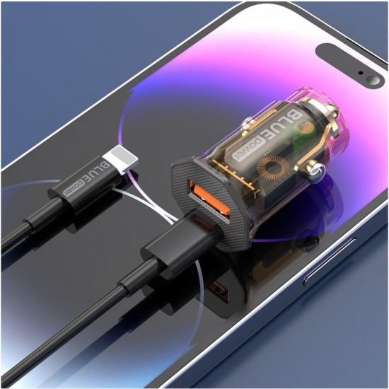 Incarcator auto BLUE Power BCC50 33W/3A 1xUSB-A & 1xUSB-C Black + Cable USB-C to USB-C Black