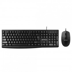 Kit Serioux cu fir, Tastatura: interfata USB, 104 taste, material ABS, US layout, lungime cablu 1.5m PVC,  dimensiuni 440*159*25mm, negru, Mouse: interfata USB, 6 butoane, polling rate 125 Hz, rezolutie DPI 800-1200-1600DPI, lungime cablu 1.5m PVC, dimens