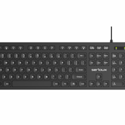 Tastatura Serioux cu fir, interfata USB, 104 taste, material ABS, US Layout, lungime cablu 1.5m PVC, dimensiuni 429*128*20mm; 416g, negru