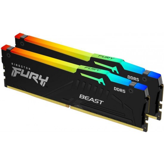 Memorie RAM Kingston DDR5 64GB 6000Mhz CL30 Dual Channel Kit 1.4V FuryBeast Black RGB EXPO