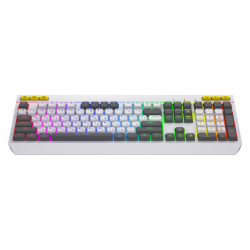 Tastatura mecanica cu fir Hator Icefall, conectivitate USB, polling rate 1000Hz, iluminare RGB pentru 8 zone diferite, tip switch membrana, material taste ABS cu gravare laser si acoperire UV, alb