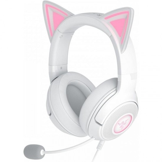Casti Razer Kraken Kitty V2 USB-A, snesibilitate 92.5 dB SPL / mW @ 1kHz si sensibilitate microfon 42 dBV / Pa, alb