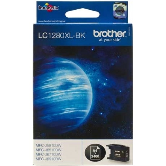 Cartus Cerneala Original Brother Black, LC1280XLBK, pentru DCP-J525|J725|J925|MFC-J430|J5910|J625|J6510|J6910, 2.4K, (timbru verde 0.15 lei), 