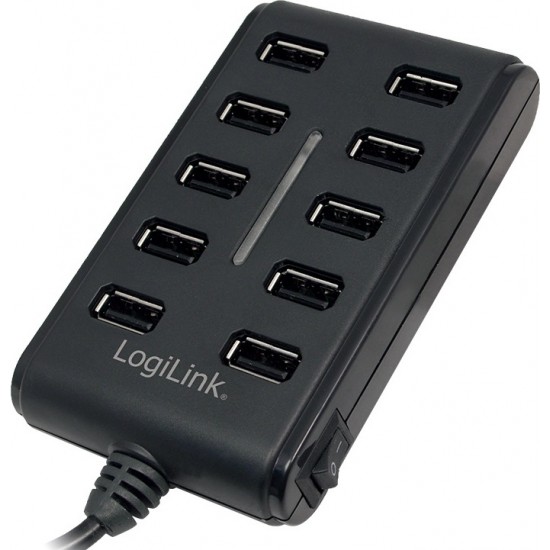 HUB extern LOGILINK, porturi USB: USB 2.0 x 10, conectare prin USB 2.0, alimentare retea 220 V, cablu 0.6 m, negru, HUB extern LOGILINK, porturi USB: USB 2.0 x 10, conectare prin USB 2.0, alimentare retea 220 V, cablu 0.6 m, negru,