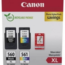Combo-Pack Original Canon Black/Color, PG-560XL/CL-561XL-VP, pentru Pixma TS5350|TS5351|TS5352, 400/300,(GP-501 50pag) (timbru verde 0.3 lei), 